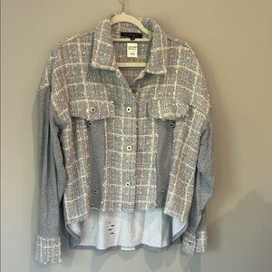 Dance & Marvel Gray Plaid Button Down Shirt